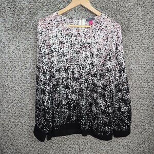 Vince‎ Camuto Top Womens Large Purple Scoop Neck Blouse Zip Semi Sheer Ladies